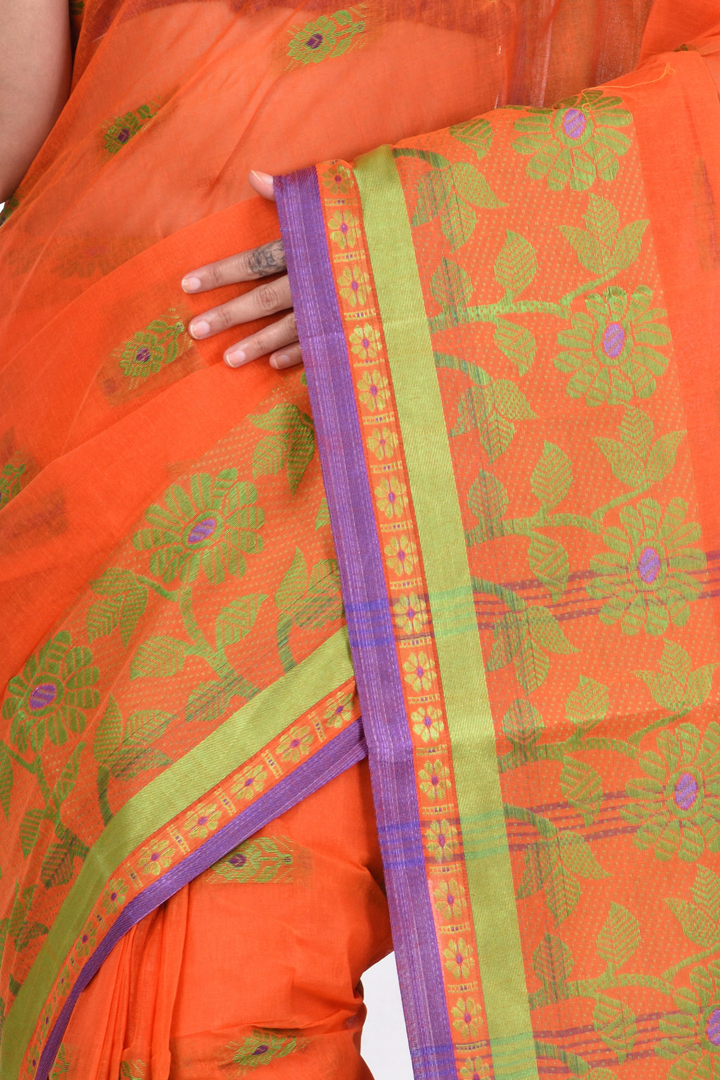 Orange Pure Cotton Fultop_Tant Tant Saree (853)